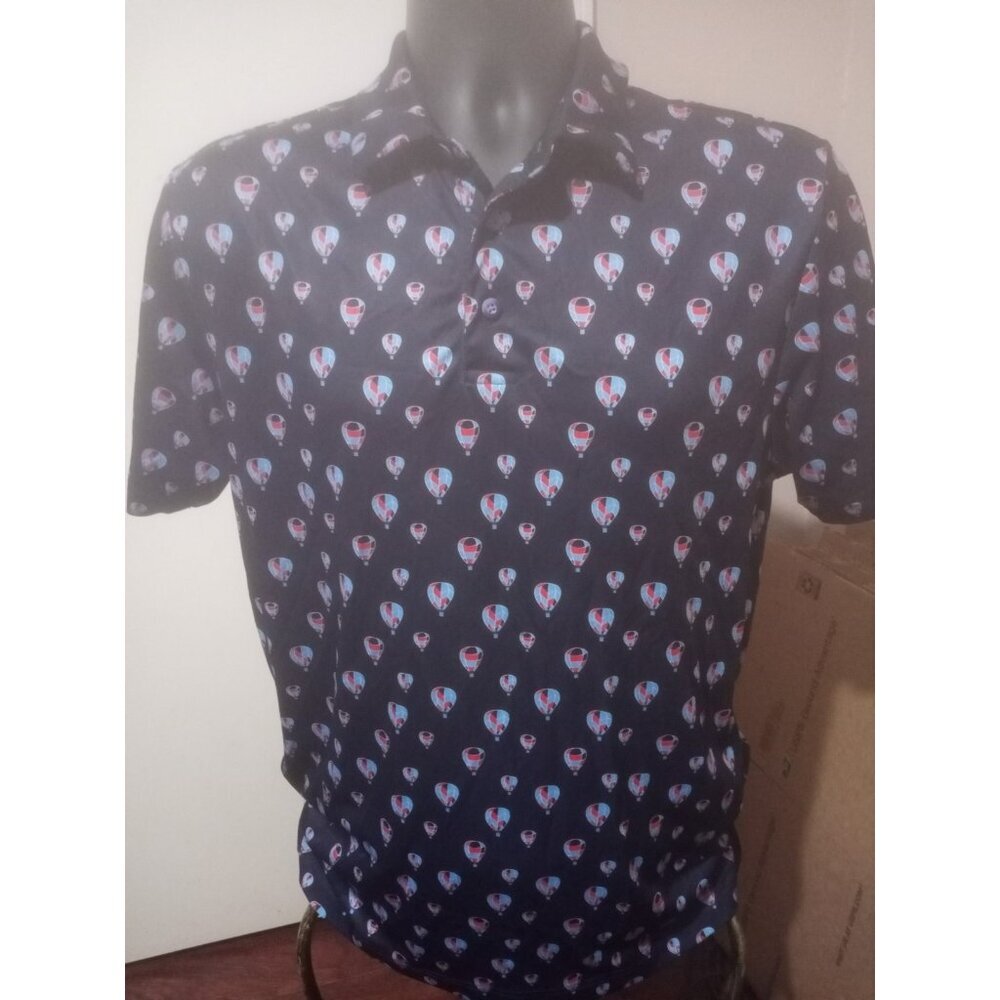 Pro Tour Coolplay Navy Blue Polo Shirt Mens Balloon All over Print Medium M